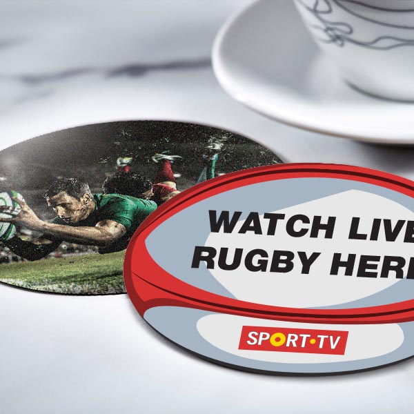 Rugby Ball Shaped Premium Beer Mat - Promo Catering