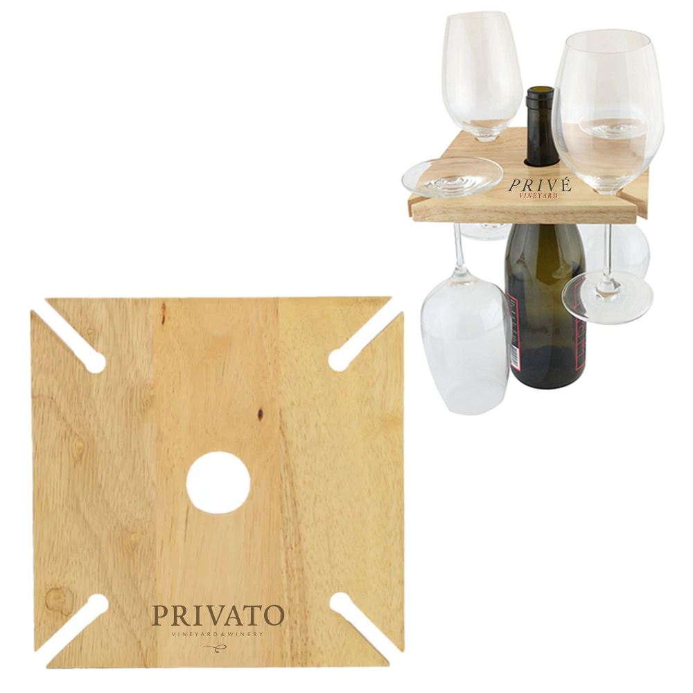 Wooden Wine Glass and Bottle Holder 