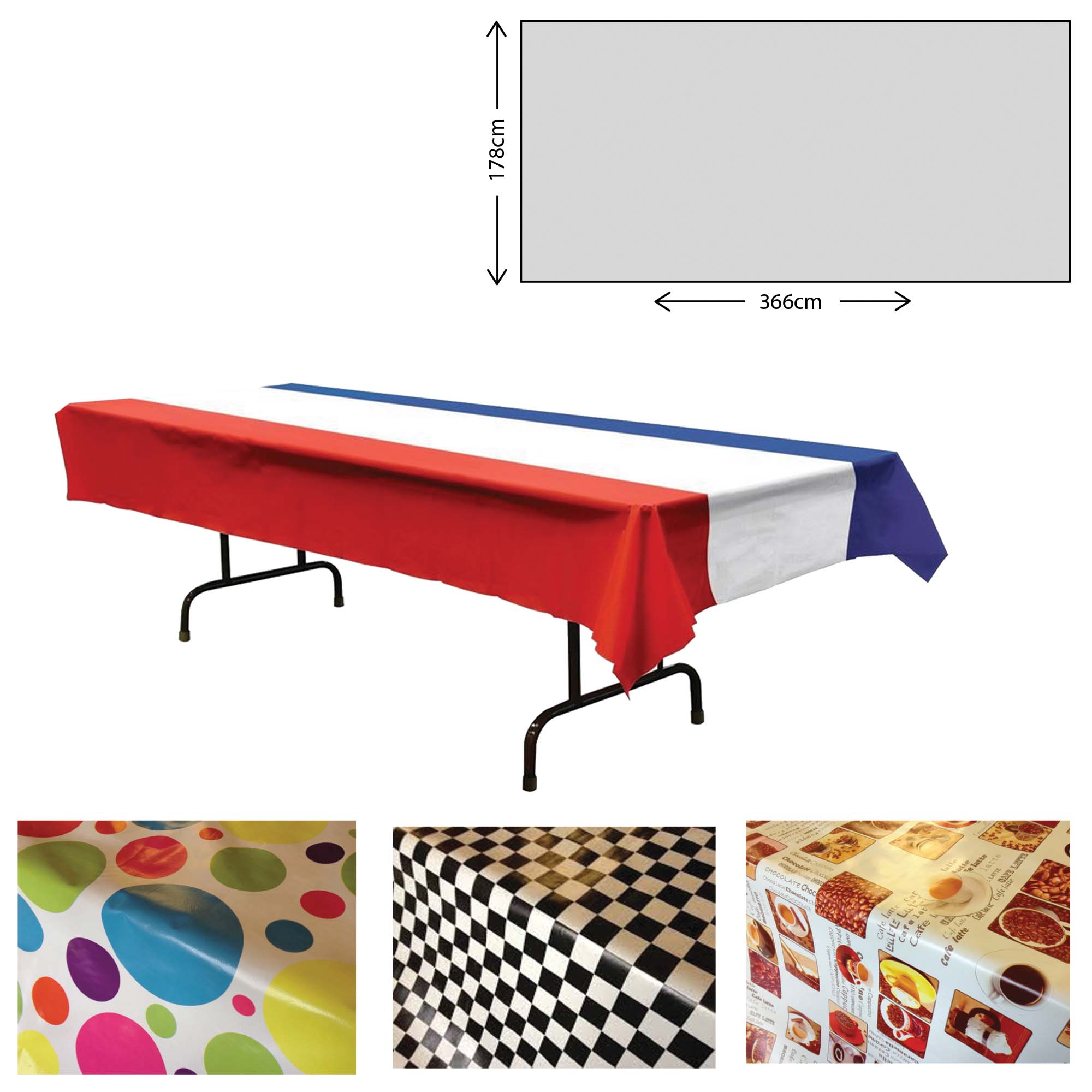 Wipeable Pvc Tablecloth 280 X 500cm Promo Catering